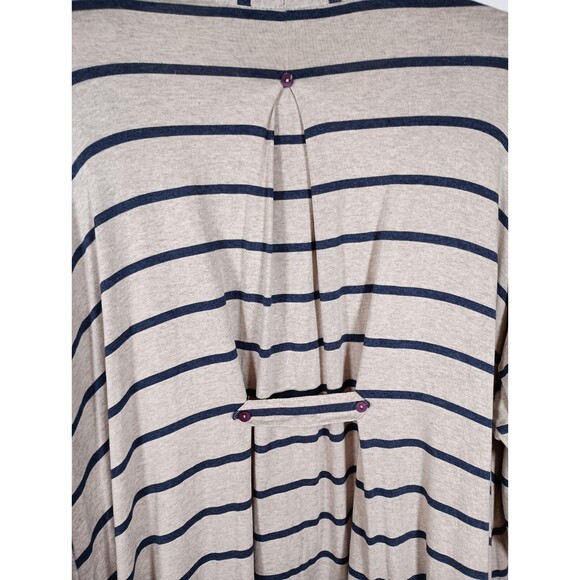 IC by Connie K Striped Tan Navy Pockets Drape Open Cardigan Lagenlook Size XL - Picture 6 of 7